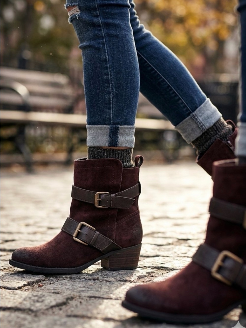 Brown Suede KAI moto style Boots - Picture 2 of 8